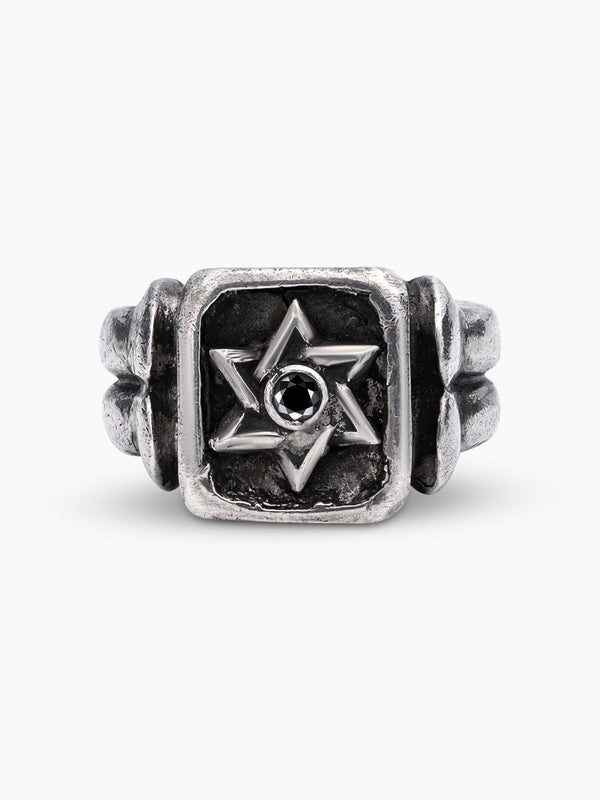 Star of David Ring Silver 925 Black Diamond Nimrod