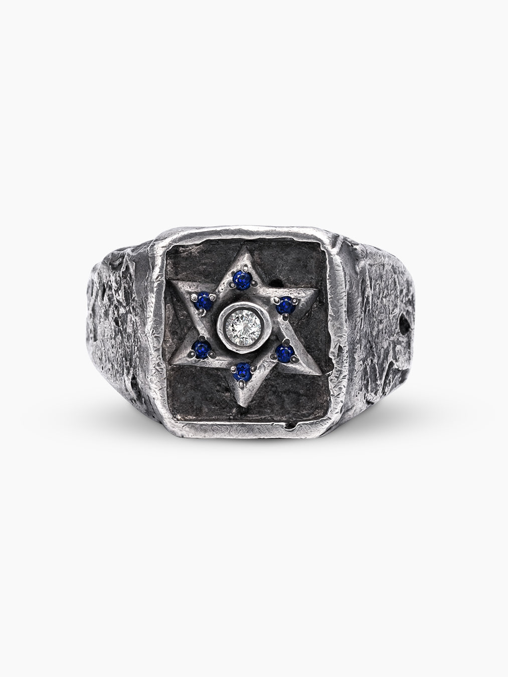 Star of David Ring Silver 925 Diamond Sapphire Samson