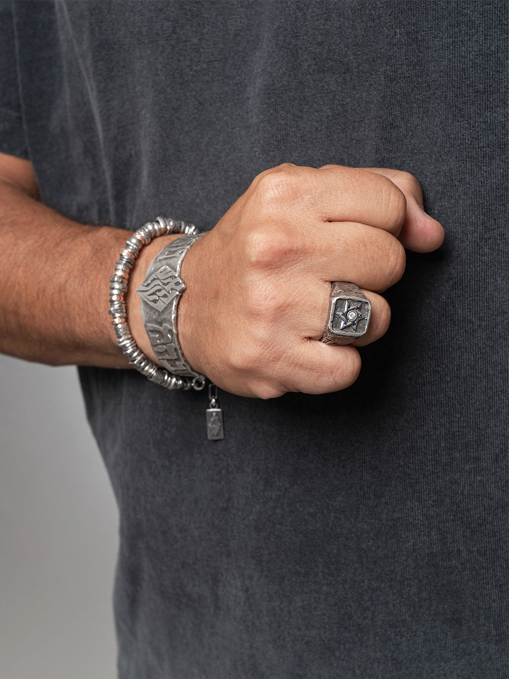 Star of David Ring Silver 925 Diamond Sapphire Samson