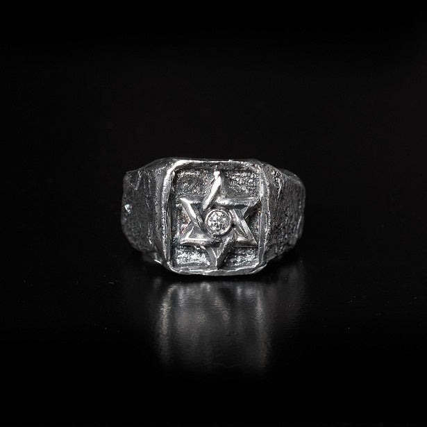 Star of David Ring Sterling Silver 925 Diamond Samson