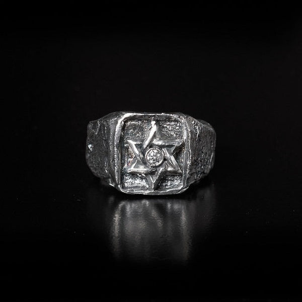 Star of David Ring Sterling Silver 925 Diamond Samson