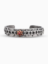 Star of David Silver Bangle Bracelet with Rose Gold & Ruby Ofer