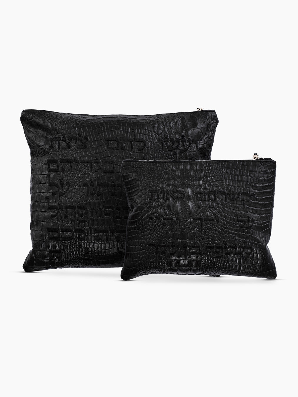 Star of David Tallit Bag Black Croco Leather – Tefillin Set
