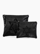 Star of David Tallit Bag Black Croco Leather – Tefillin Set