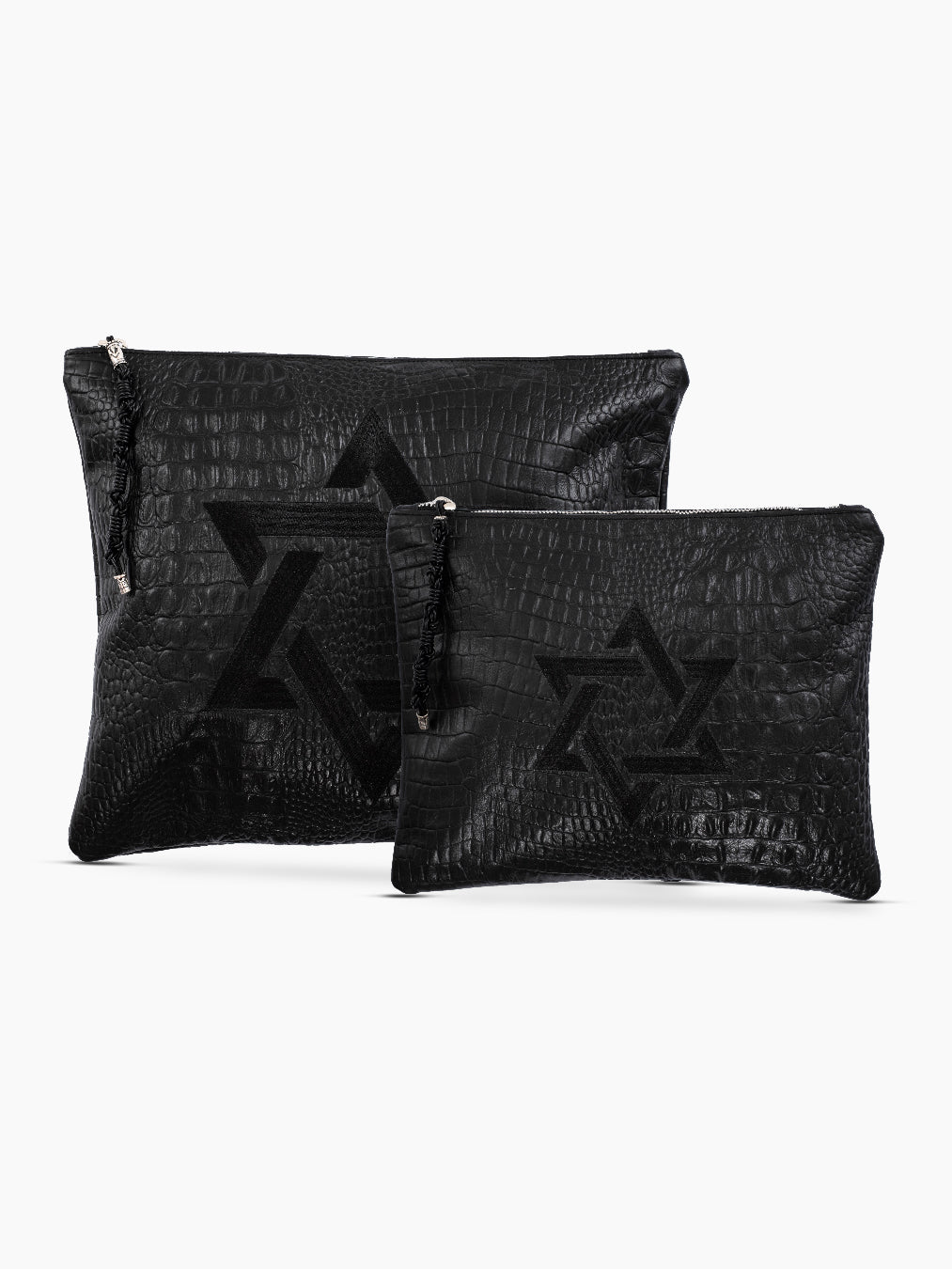 Star of David Tallit Bag Black Croco Leather – Tefillin Set