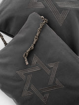 Star of David Tallit Bag Gray Leather – Tefillin Bag Set