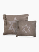 Star of David Tallit Bag Light Brown Leather – Tefillin Set