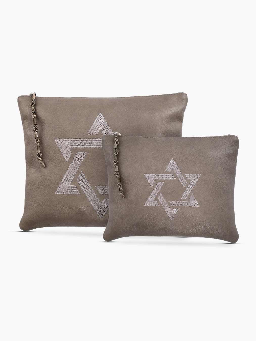Star of David Tallit Bag Light Brown Leather – Tefillin Set