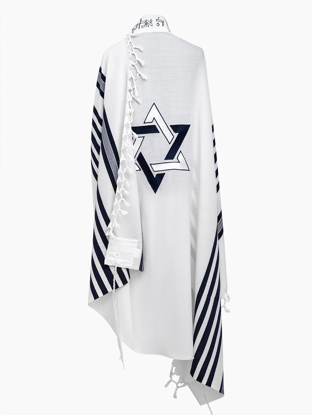 Star of David Tallit Bicolor White Blue | Luxury Prayer Shawl