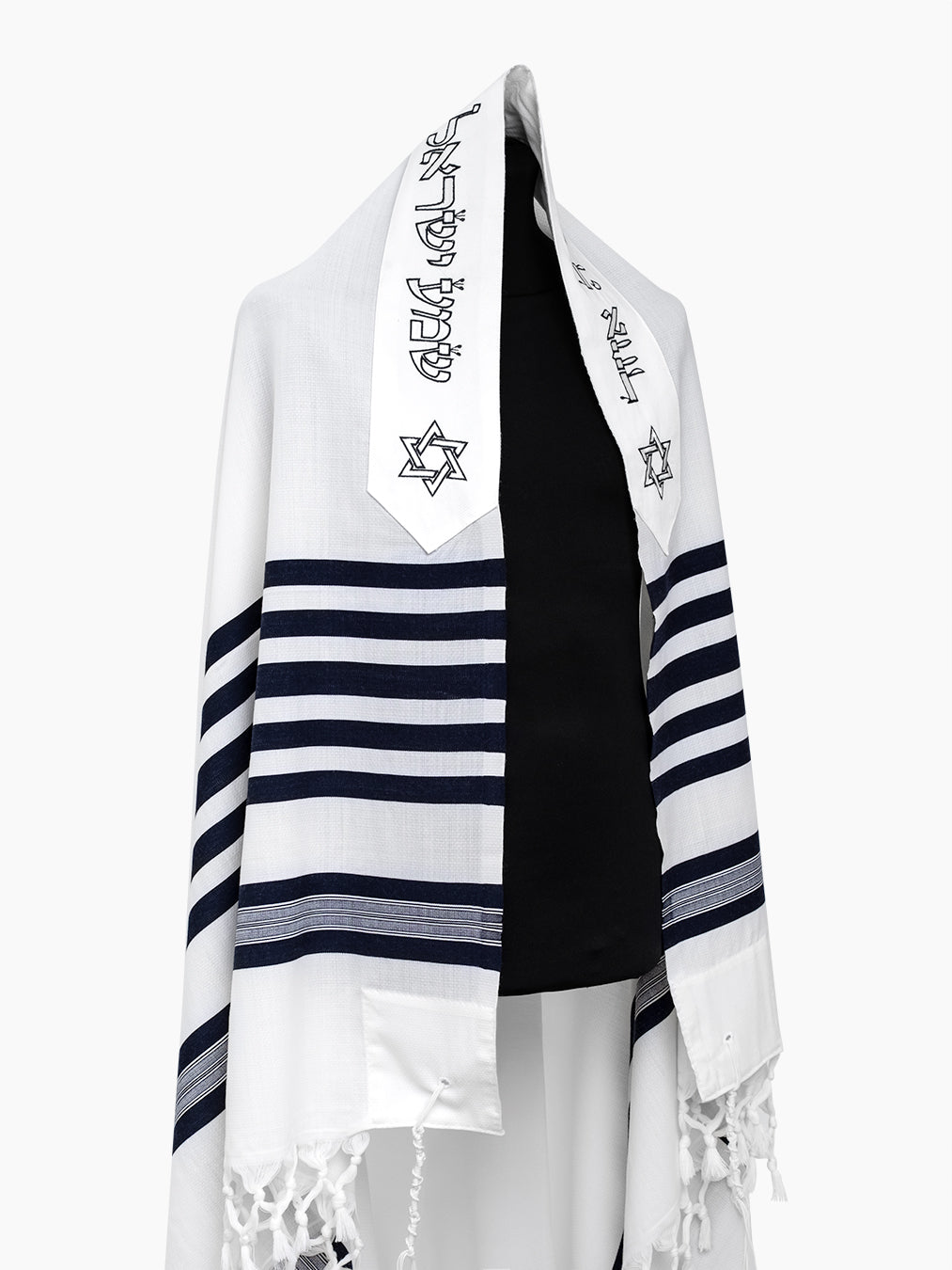 Star of David Tallit Bicolor White Blue | Luxury Prayer Shawl