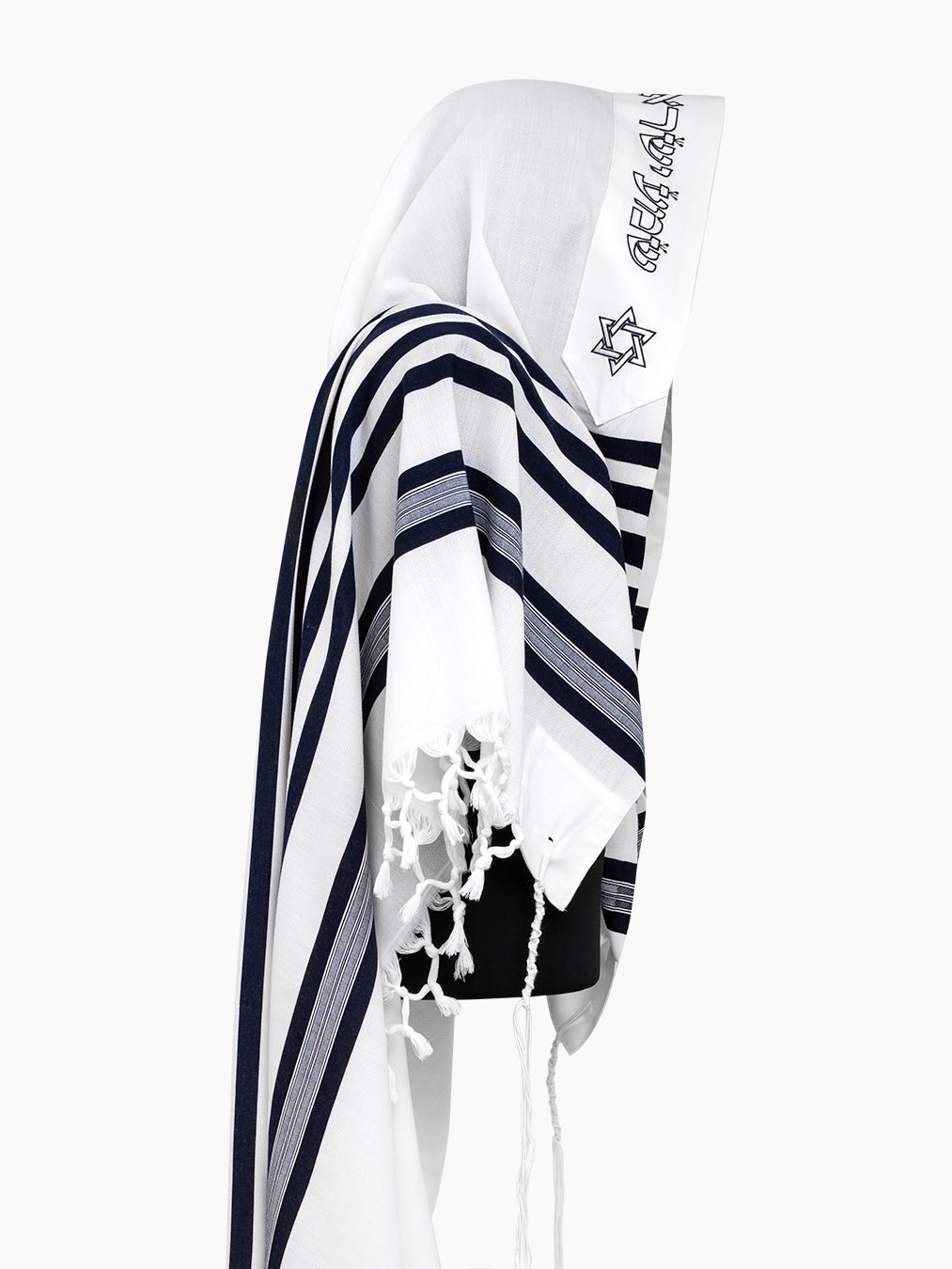 Star of David Tallit Bicolor White Blue | Luxury Prayer Shawl