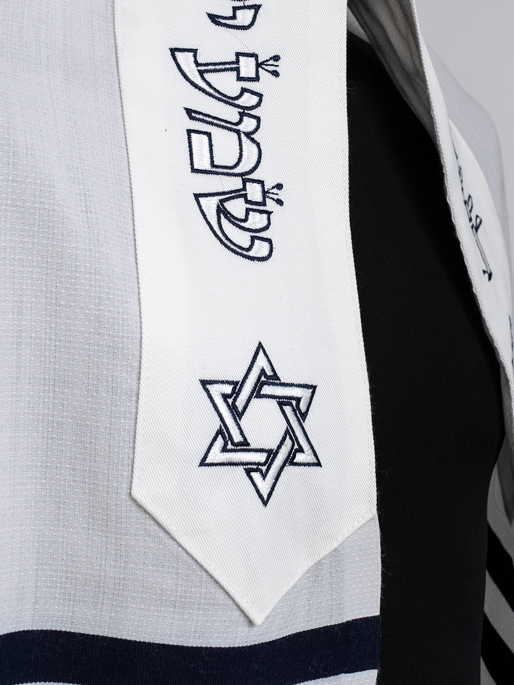 Star of David Tallit Bicolor White Blue | Luxury Prayer Shawl