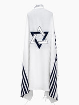 Star of David Tallit Bicolor White Blue | Luxury Prayer Shawl