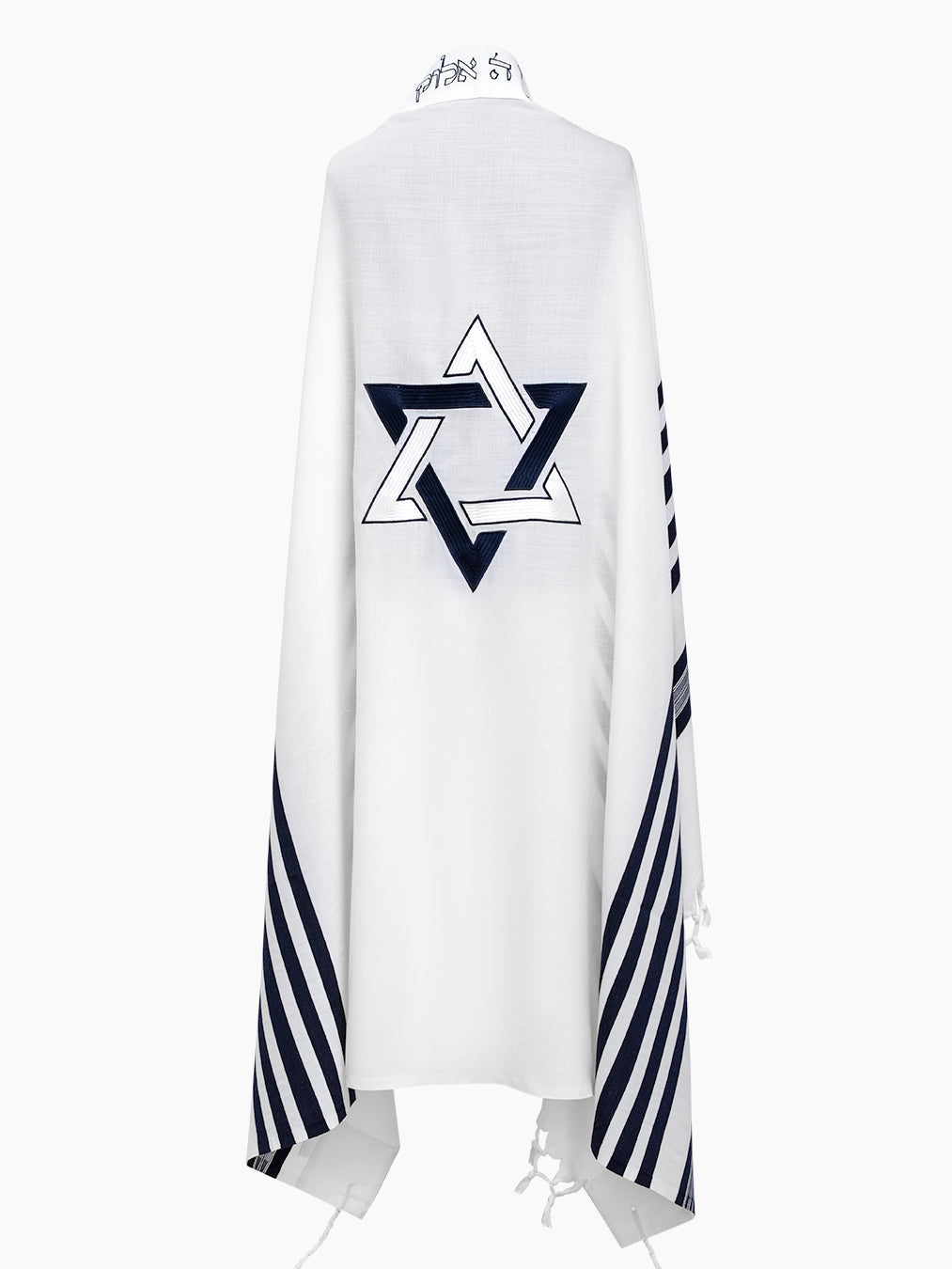 Star of David Tallit Bicolor White Blue | Luxury Prayer Shawl