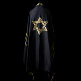 Star of David Tallit Black Gold | Luxury Prayer Shawl