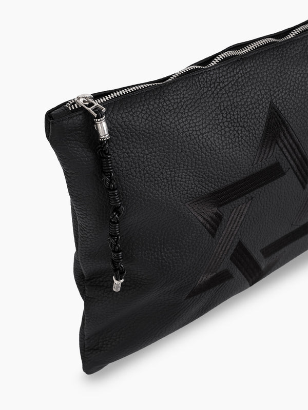 Star of David Tallit Tefilin Bag Set Black Grained
