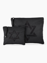 Star of David Tallit Tefilin Bag Set Black Grained