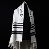 Star of David Tallit White Black | Luxury Prayer Shawl