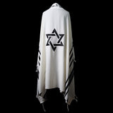 Star of David Tallit White Black | Luxury Prayer Shawl