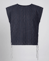Tallit katan blue stripes, front, handmade in Israel, Kameart