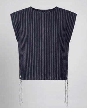 Tallit katan blue stripes, front, handmade in Israel, Kameart
