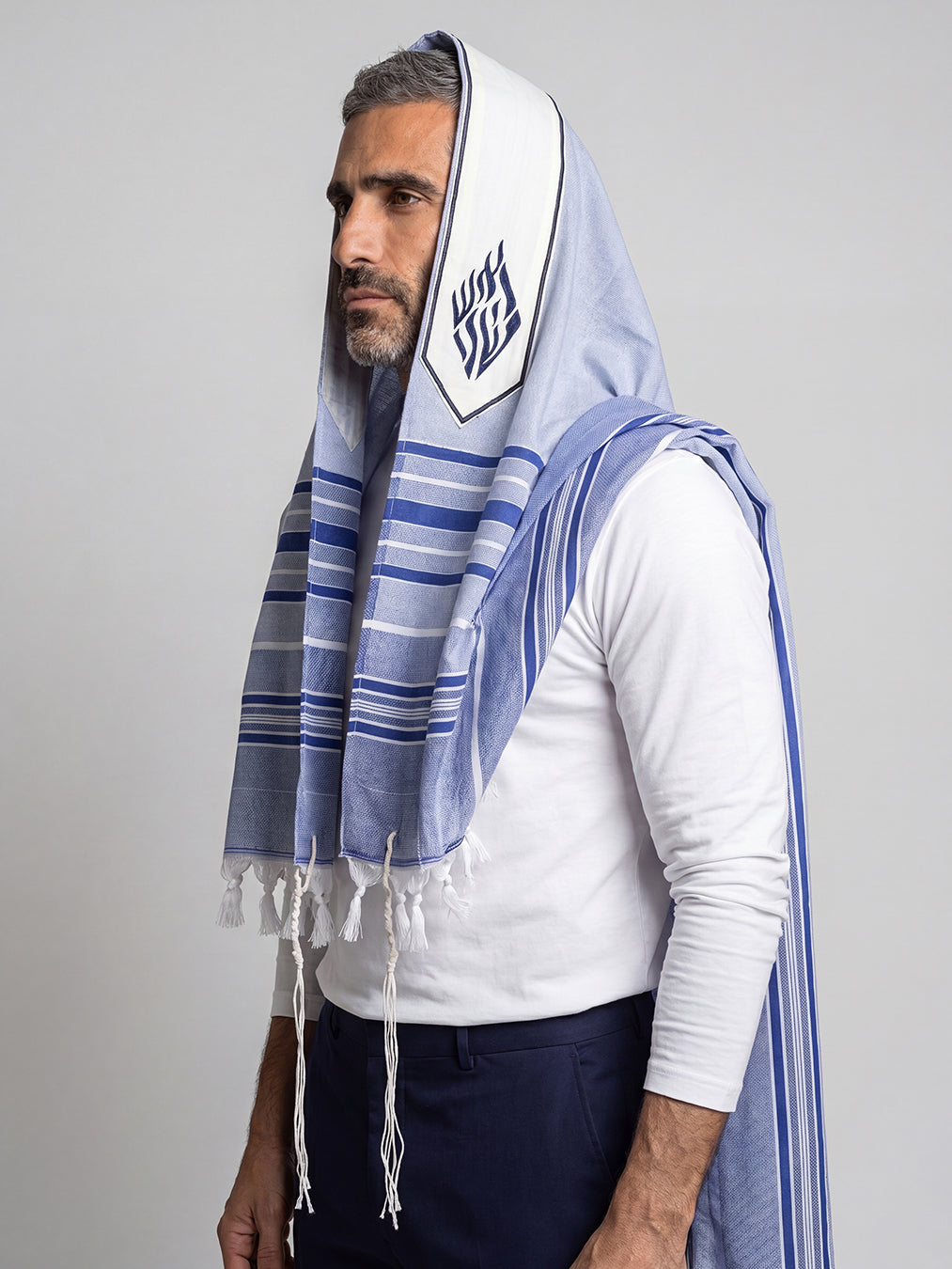 Tallit Nachman Blue Royal | Handmade Wool Prayer Shawl – Kameart