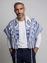 Tallit Nachman Blue Royal | Handmade Wool Prayer Shawl – Kameart