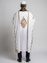 Tallit Nachman Olive Green | Handmade Wool Prayer Shawl – Kameart