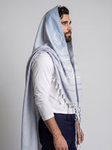 Tallit Nachman Sky Blue | Handmade Wool Prayer Shawl – Kameart