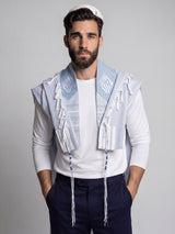 Tallit Nachman Sky Blue | Handmade Wool Prayer Shawl – Kameart
