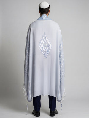 Tallit Nachman Sky Blue | Handmade Wool Prayer Shawl – Kameart