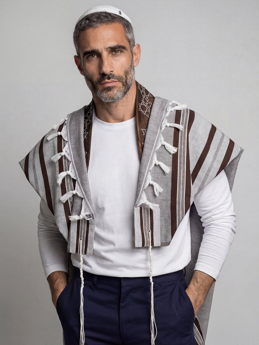 Tallit Star Of David Brown | Luxury Jewish Prayer Shawl