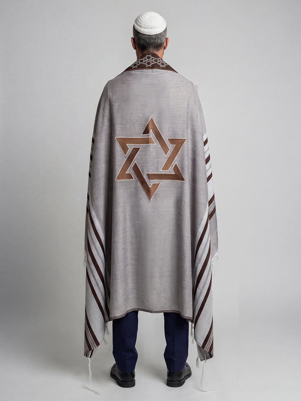 Tallit Star Of David Brown | Luxury Jewish Prayer Shawl