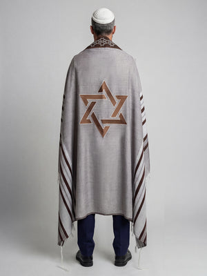 Tallit Star Of David Brown | Luxury Jewish Prayer Shawl
