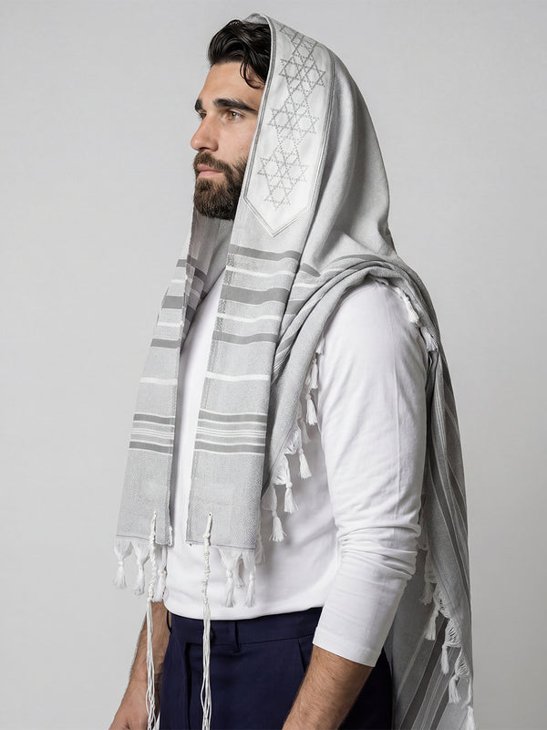 Tallit Star Of David Gray | Luxury Jewish Prayer Shawl