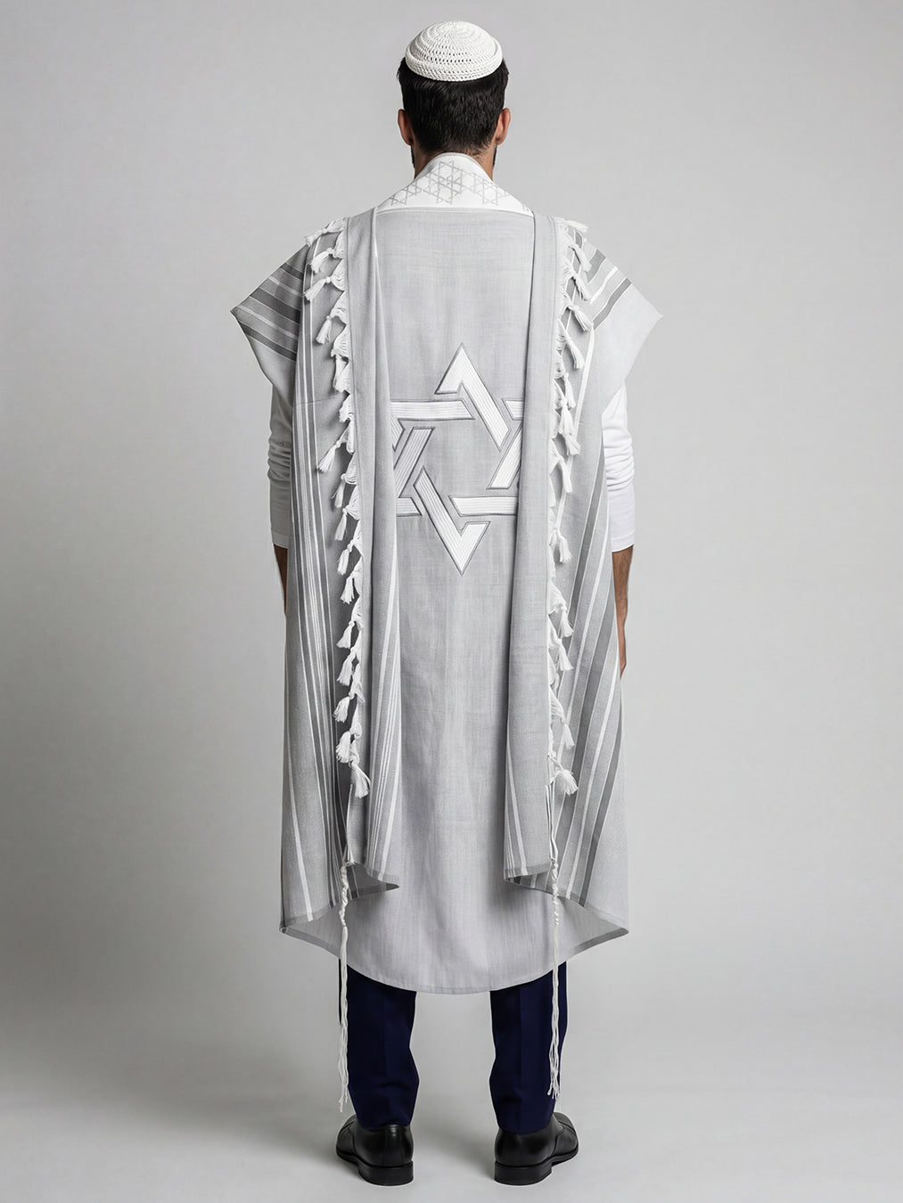 Tallit Star Of David Gray | Luxury Jewish Prayer Shawl