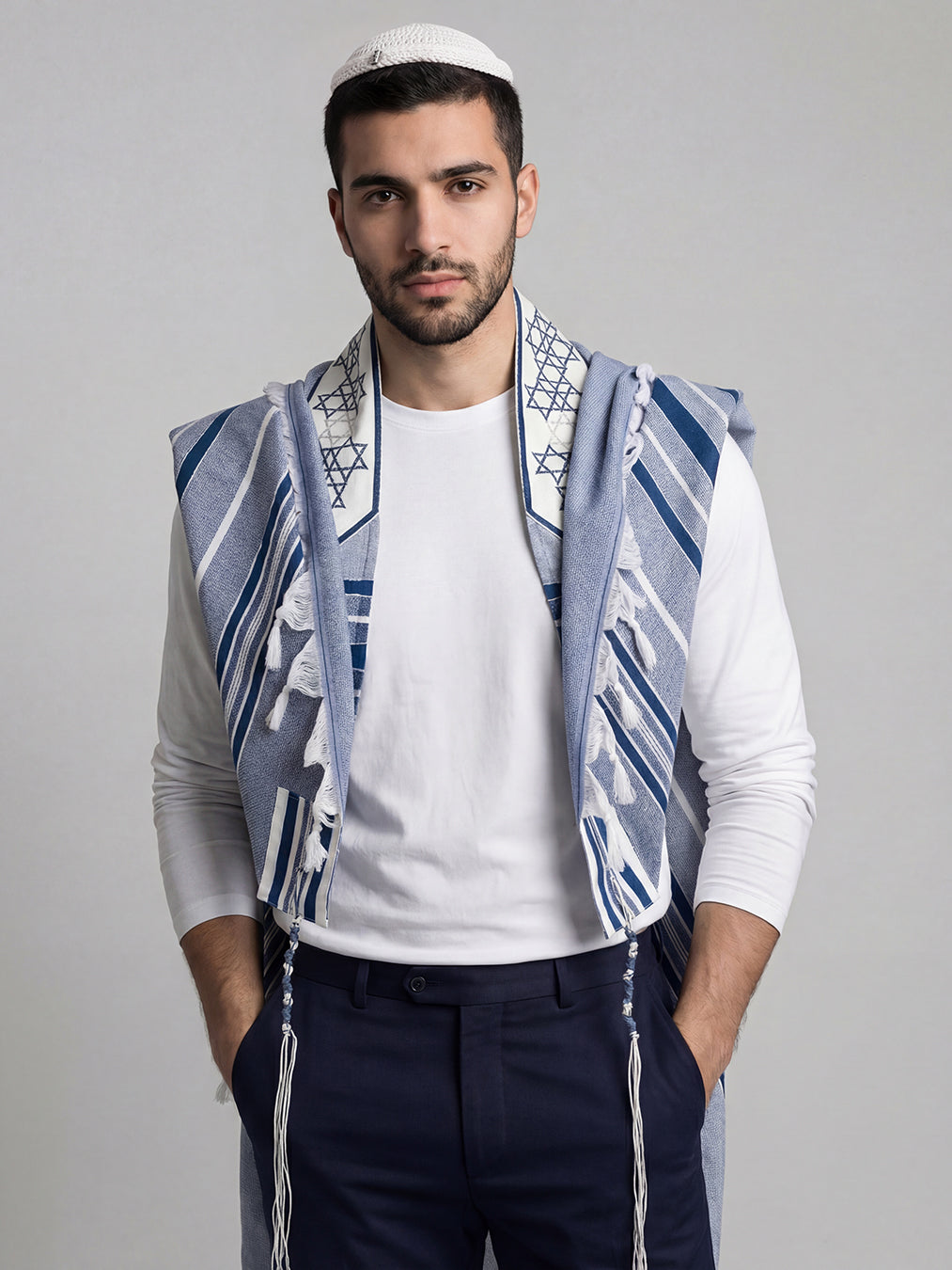 Tallit Star Of David Royal Blue | Luxury Jewish Prayer Shawl