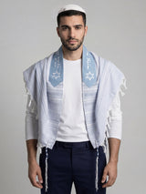 Tallit Star Of David Sky Blue | Luxury Jewish Prayer Shawl