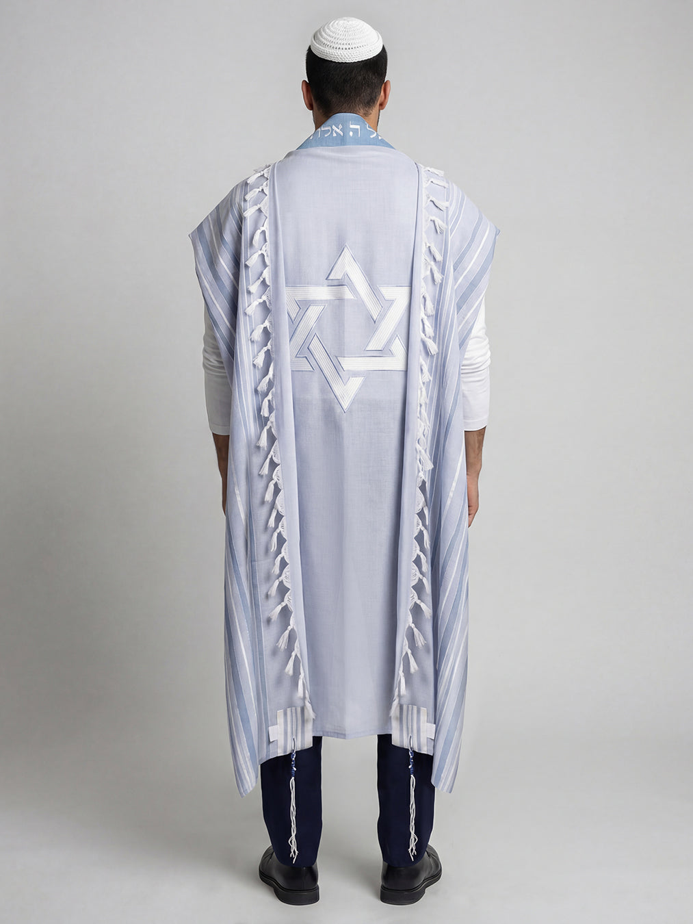 Tallit Star Of David Sky Blue | Luxury Jewish Prayer Shawl