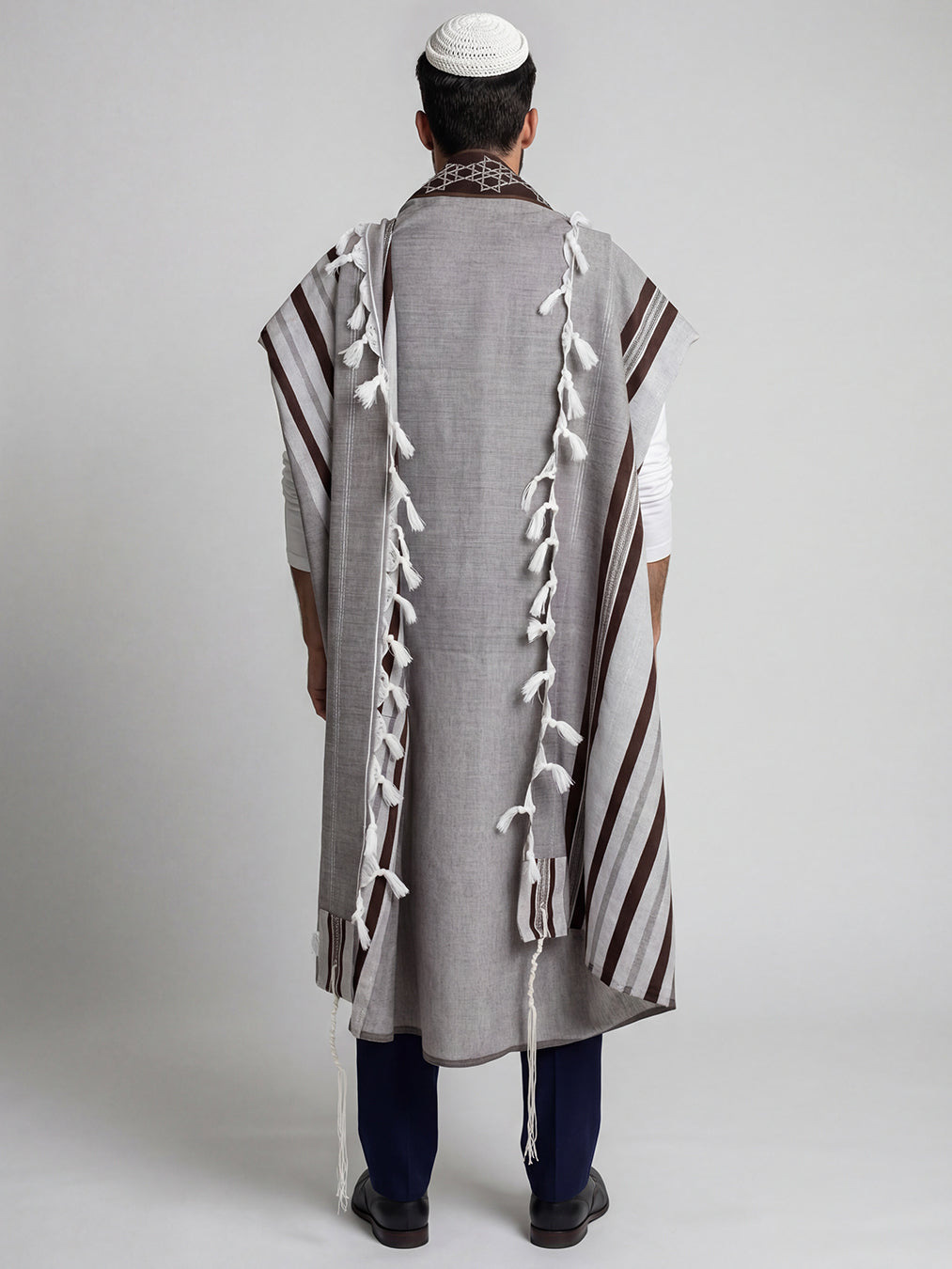 Traditional Tallit Earthy Brown | Luxury Jewish Prayer Shawl | Bar Mitzvah & Wedding