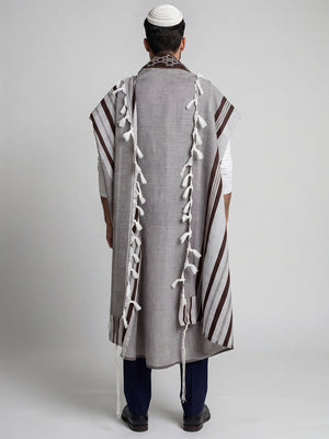 Traditional Tallit Earthy Brown | Luxury Jewish Prayer Shawl | Bar Mitzvah & Wedding