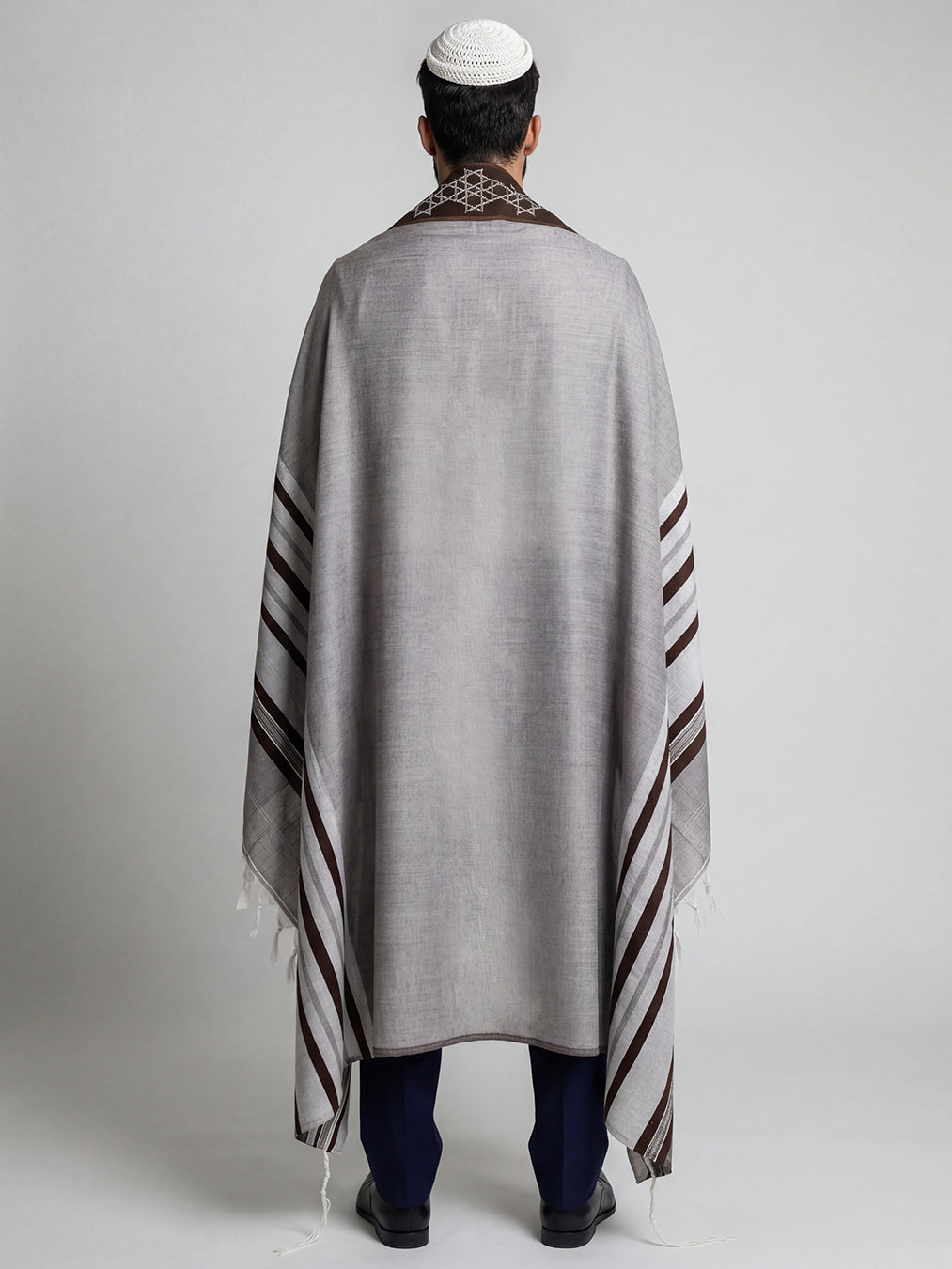 Traditional Tallit Earthy Brown | Luxury Jewish Prayer Shawl | Bar Mitzvah & Wedding