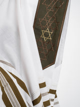 Traditional Tallit Olive Green | Luxury Modern Jewish Prayer Shawl | Bar Mitzvah & Wedding