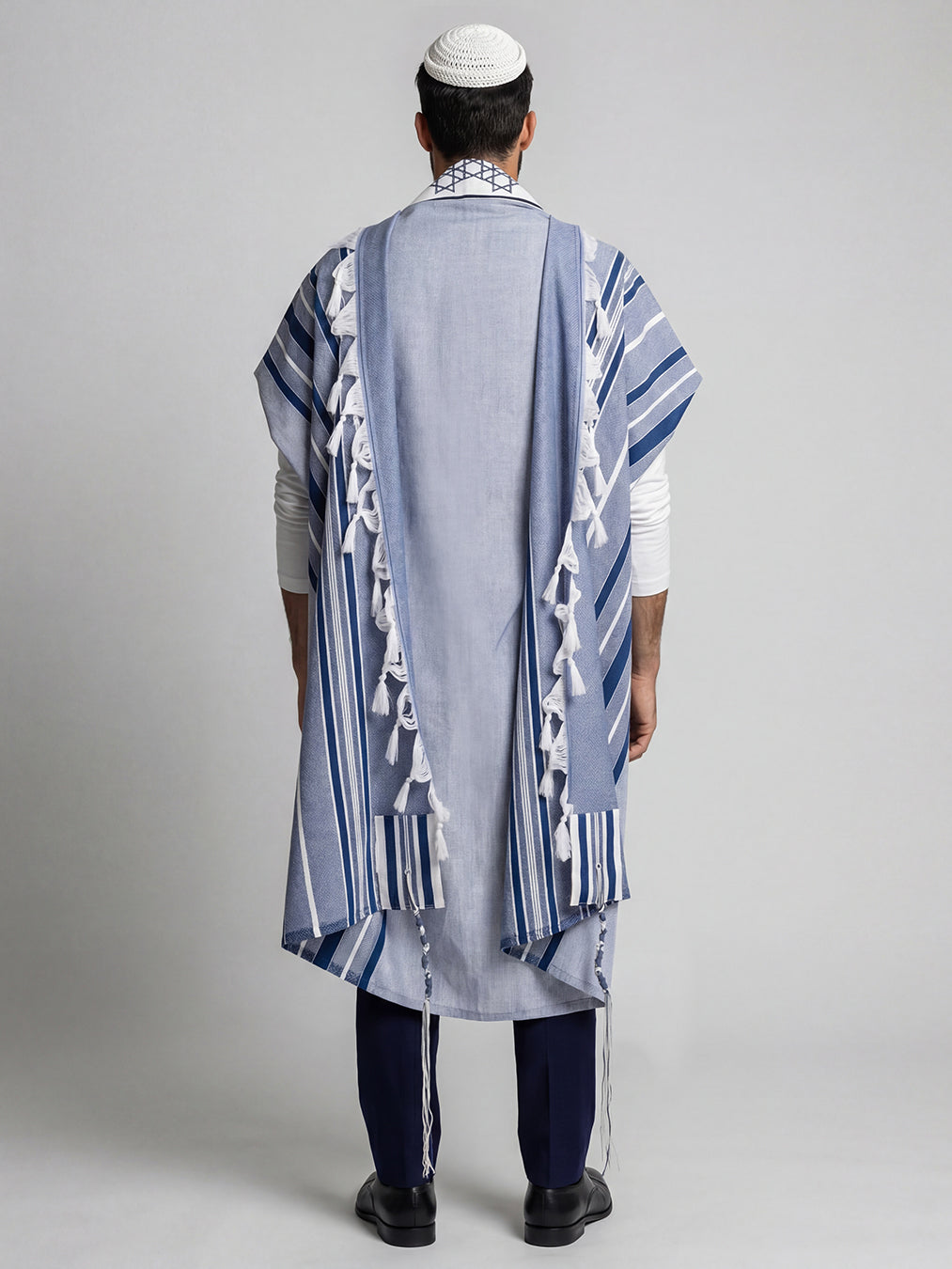 Traditional Tallit Royal Blue | Luxury Jewish Prayer Shawl | Bar Mitzvah & Wedding