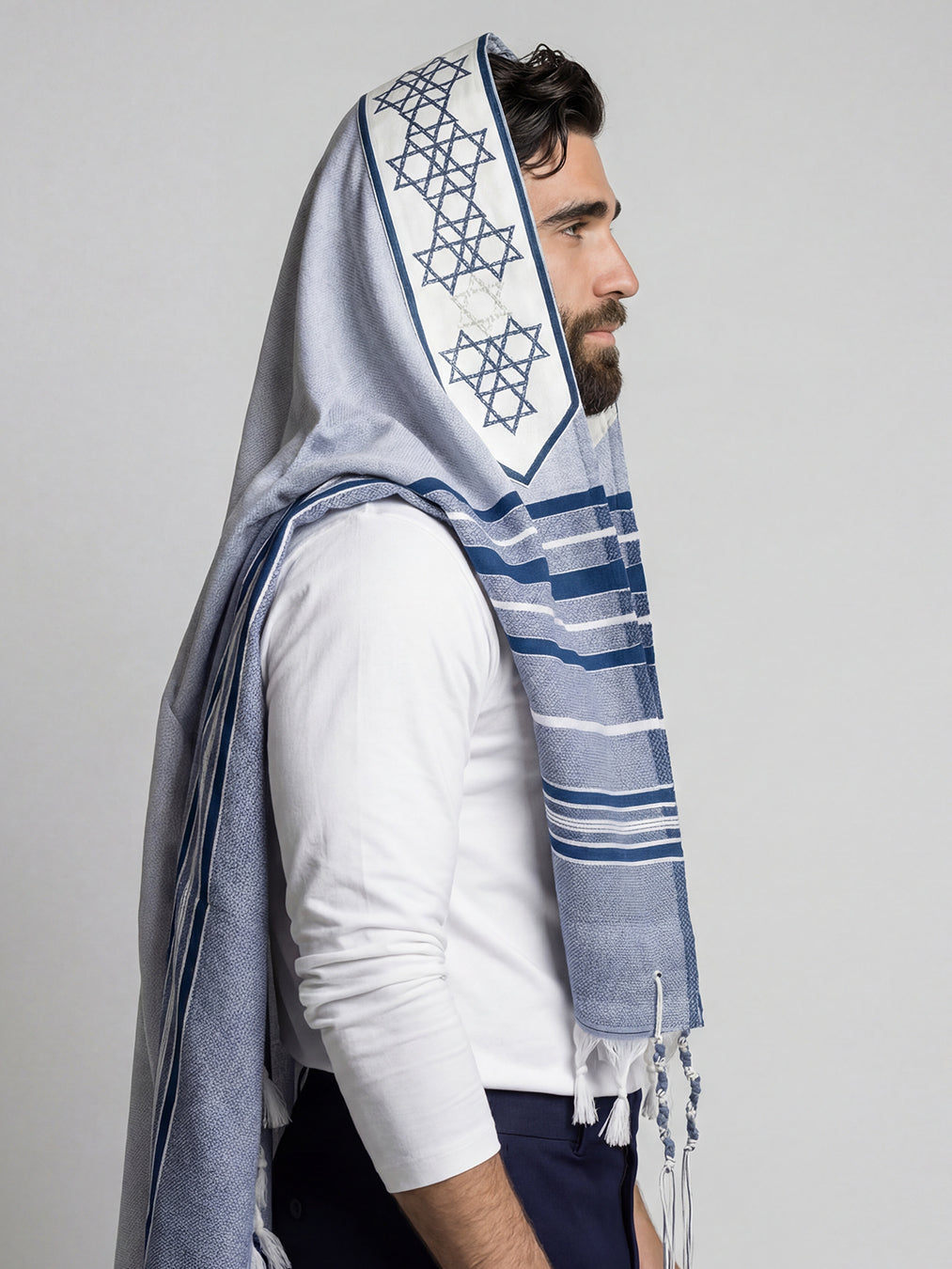 Traditional Tallit Royal Blue | Luxury Jewish Prayer Shawl | Bar Mitzvah & Wedding