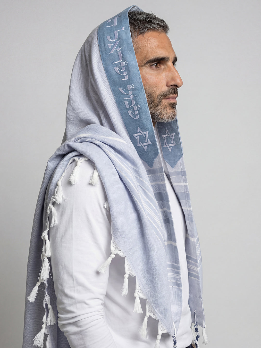 Traditional Tallit Sky Blue | Luxury Jewish Prayer Shawl | Bar Mitzvah & Wedding