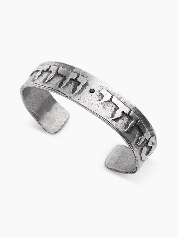 Bangle Bracelet Sterling Silver 925 Black Diamond Israel Vedodi