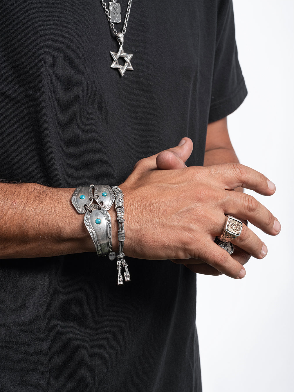 Vintage Guibor Bracelet Sterling Silver 925 with turquoise natural stone made in Israel