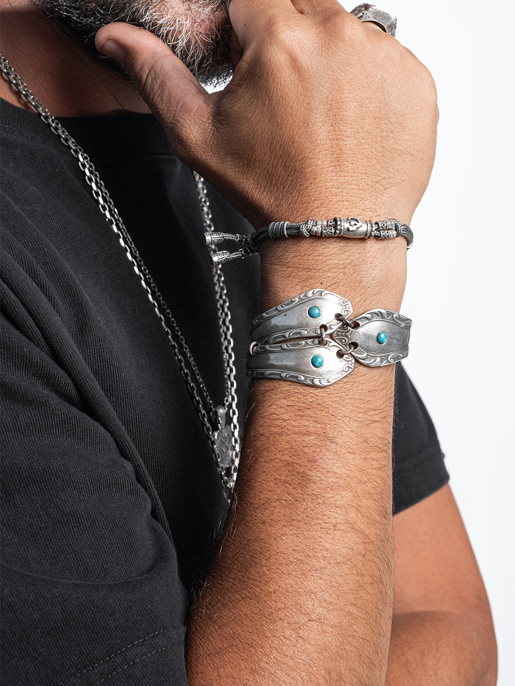 Vintage Guibor Bracelet Sterling Silver 925 with turquoise natural stone made in Israel